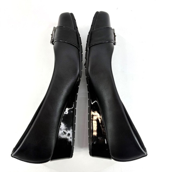 Anne Klein iFlex Morgan Black Wedge Women's 8.5M Pumps Square Toe Buckle Shoes - Picture 5 of 8
